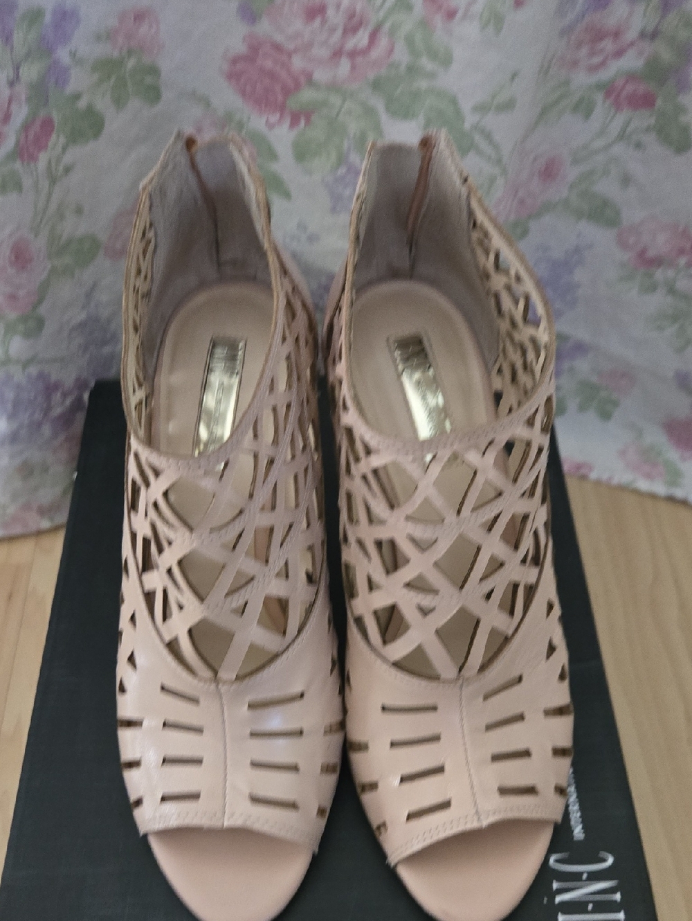 INC International Concepts Blush Laser-Cut Peep-Toe Heels